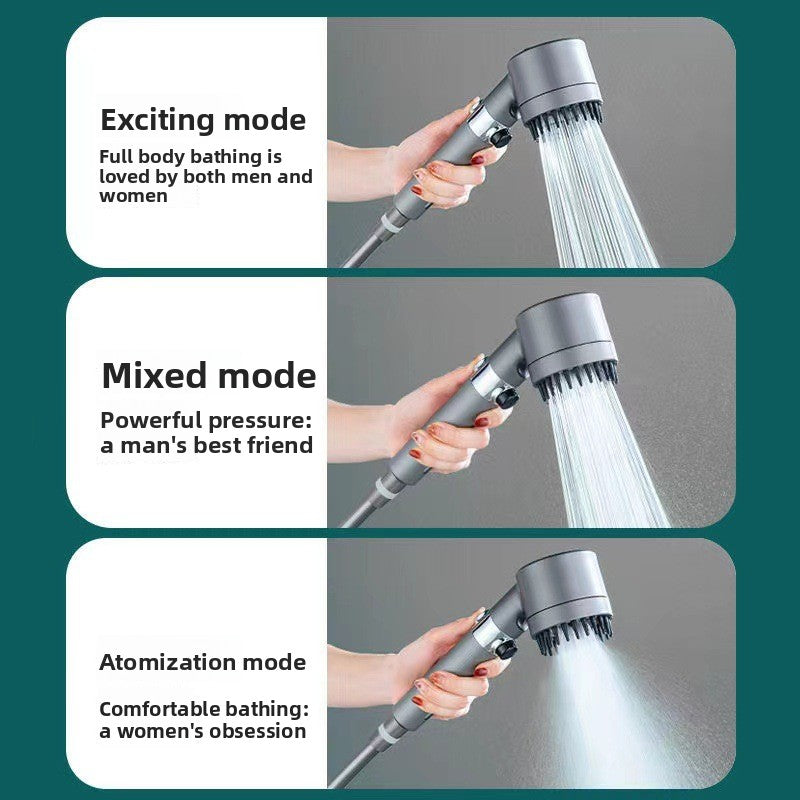 Pressurized Shower Head with Filter and Multiple Spray Modes