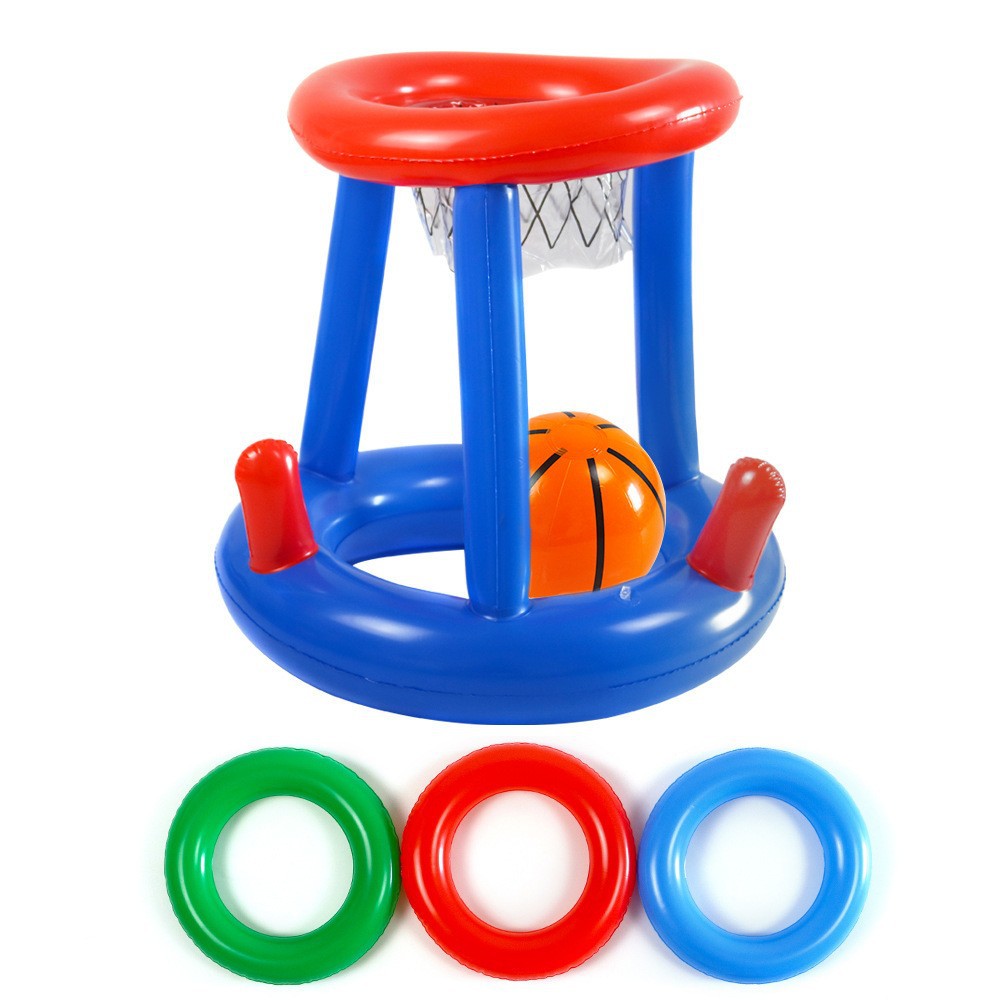 Thickened PVC Inflatable Basketball Stand and Ring Toss Game Set