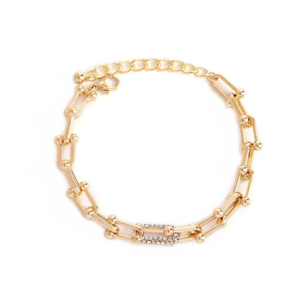 Women's Geometric U-Shape Gold Plated Bracelet