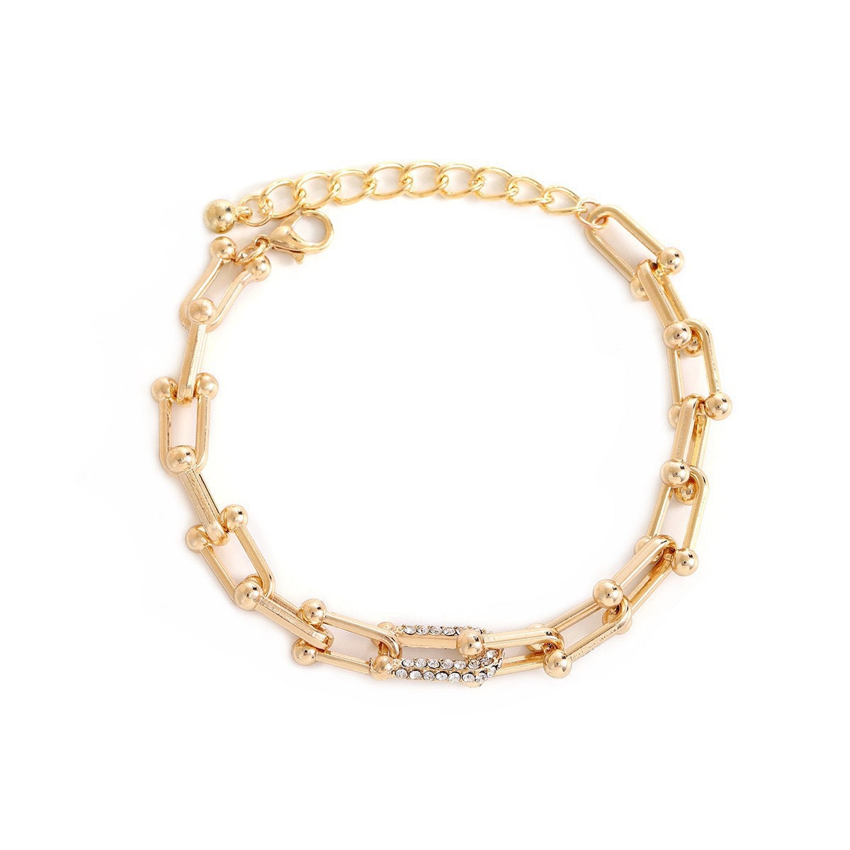 Women's Geometric U-Shape Gold Plated Bracelet