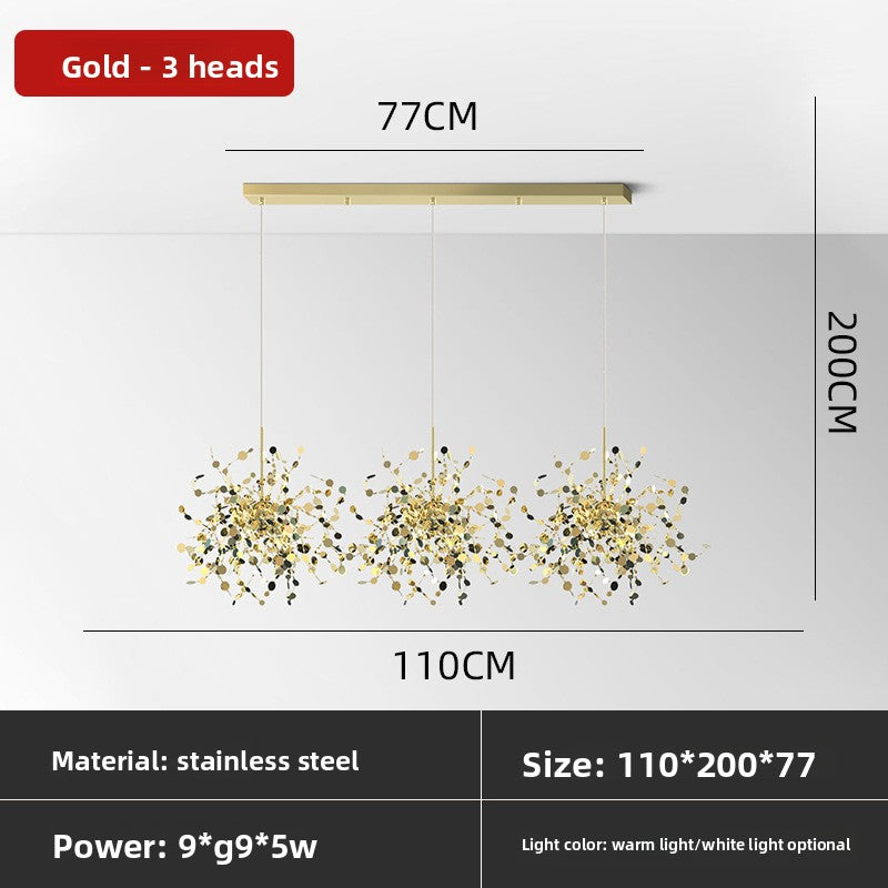 Stainless Steel Decorative Pendant Light Luxury Nordic Chandelier for Living Room Restaurant