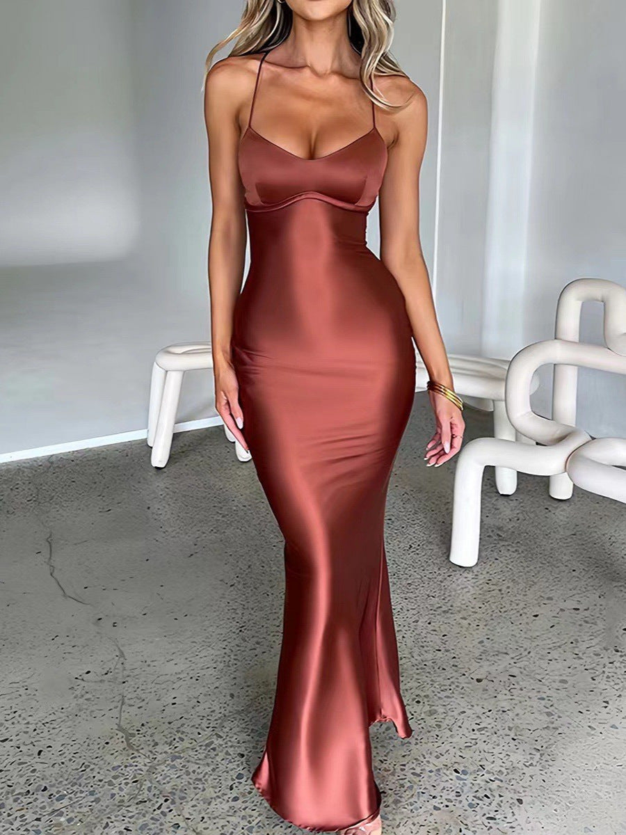 Satin Backless Evening Dress