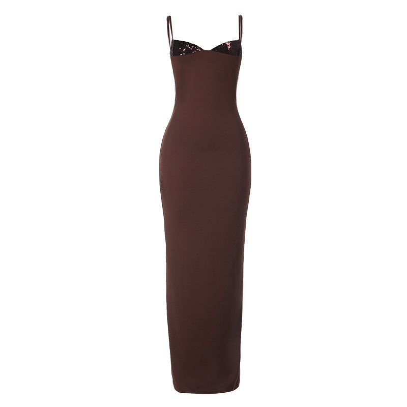 Applique Strap Long Dress