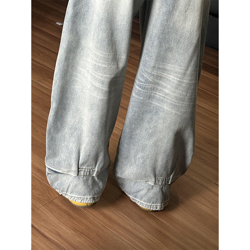 Vintage Washed Wide-Leg Denim Pants
