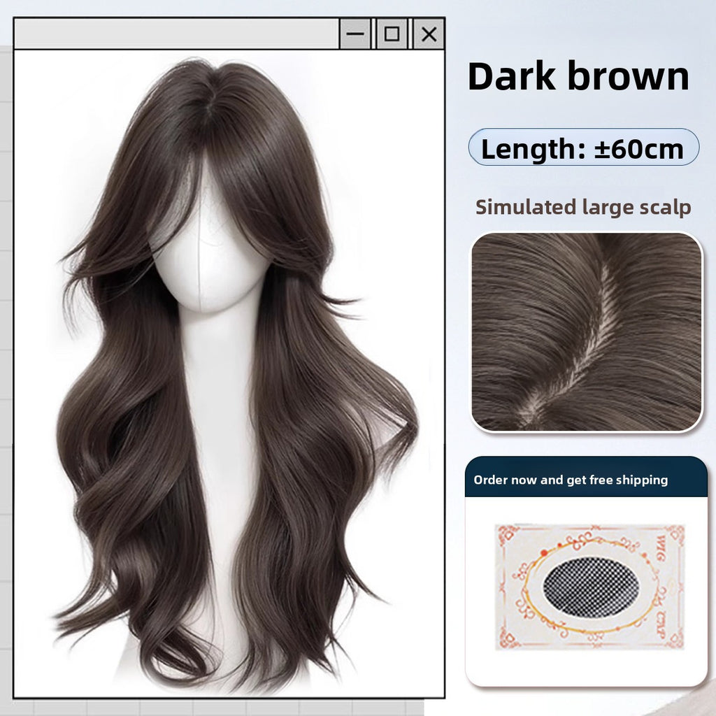 Long Wavy Wig with Bangs Korean Style