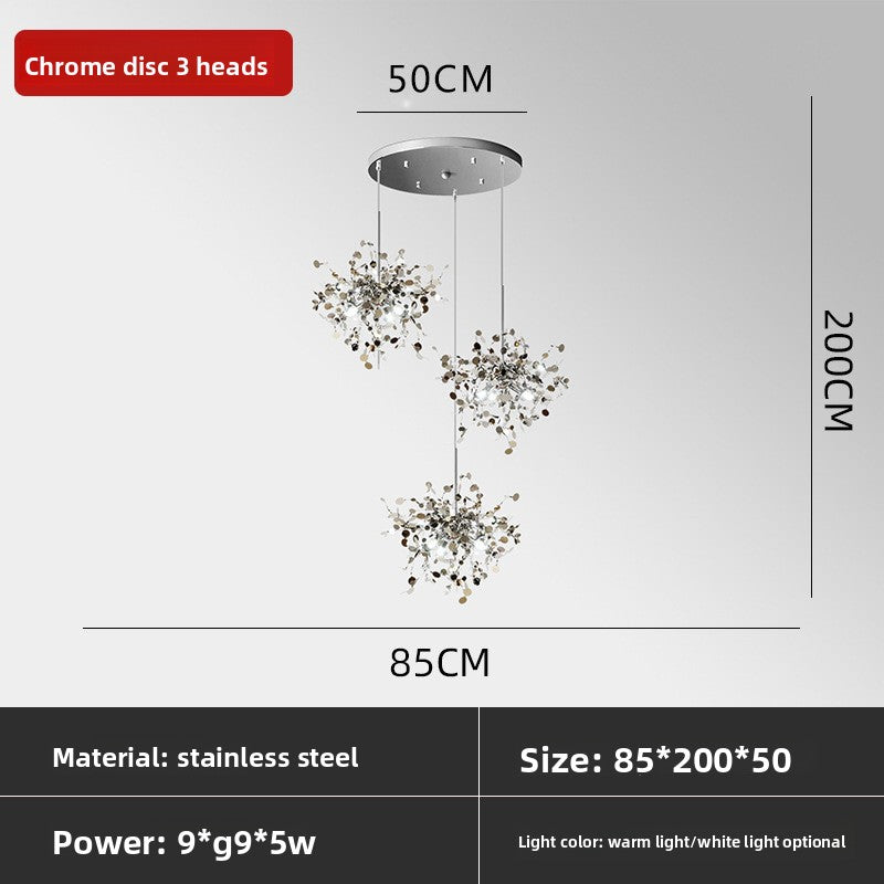 Stainless Steel Decorative Pendant Light Luxury Nordic Chandelier for Living Room Restaurant