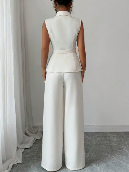 Women's Solid Vest and Straight Pants Set