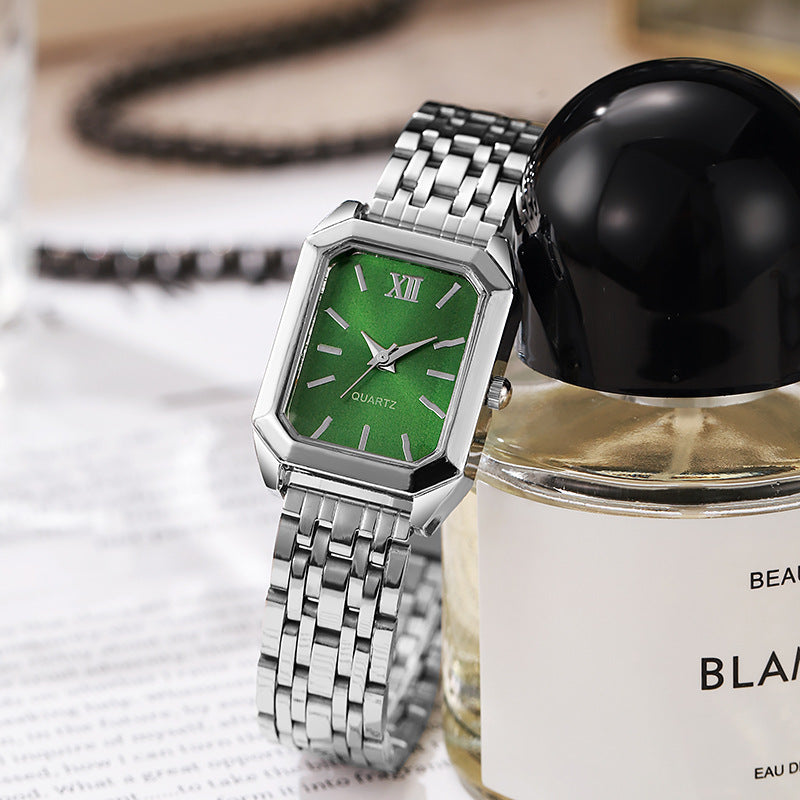 Women Fashion Square Quartz Wristwatch Stainless Steel Band Light Luxury