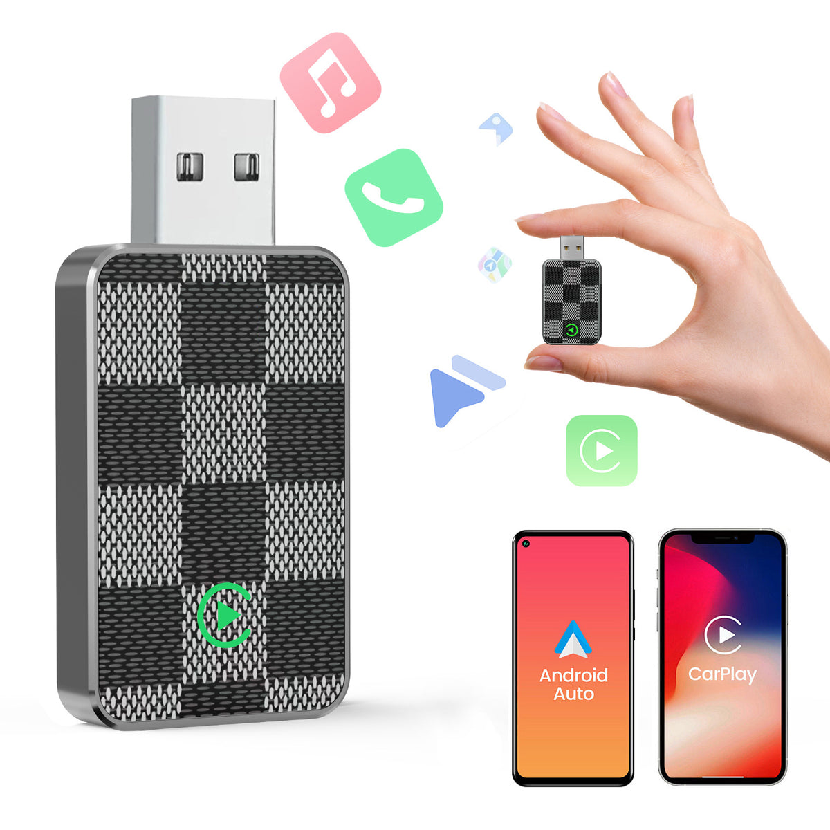 Wireless CarPlay Android Auto Adapter USB Dongle