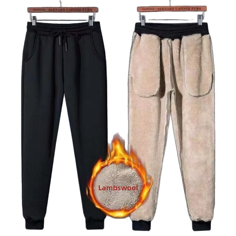 Men's fleece-lined pants, men's tapered athletic trousers, lambswool