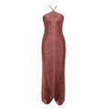 Sleeveless Halter Neck Tassel Long Dress