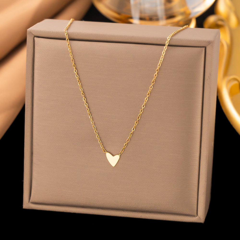 Titanium Steel Heart-Shaped Necklace for Women Fashion Heart Pendant Necklace