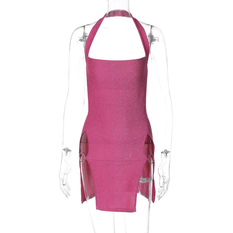 Sexy Halter Split Sheath Dress