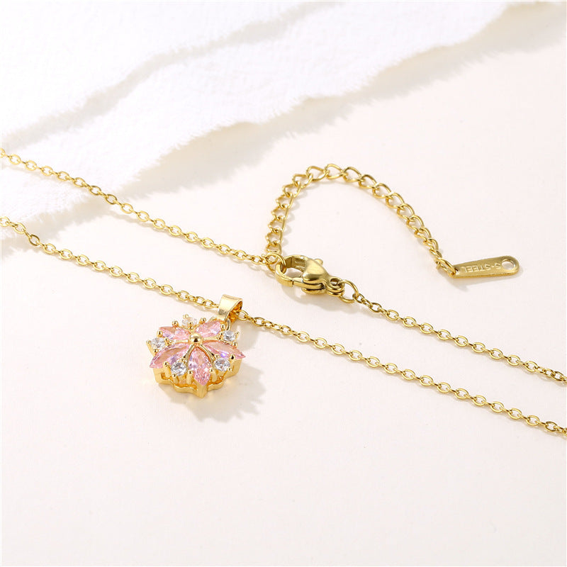 Titanium Steel Cherry Blossom Necklace
