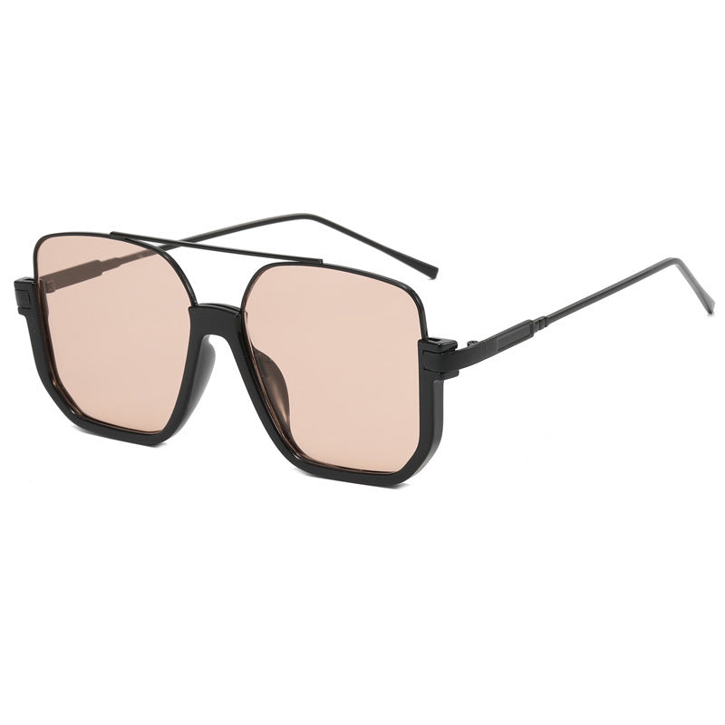 Retro Half Frame Sunglasses UV400 Protection Metal Double Beam Sun Glasses for Driving Outdoor Fashion