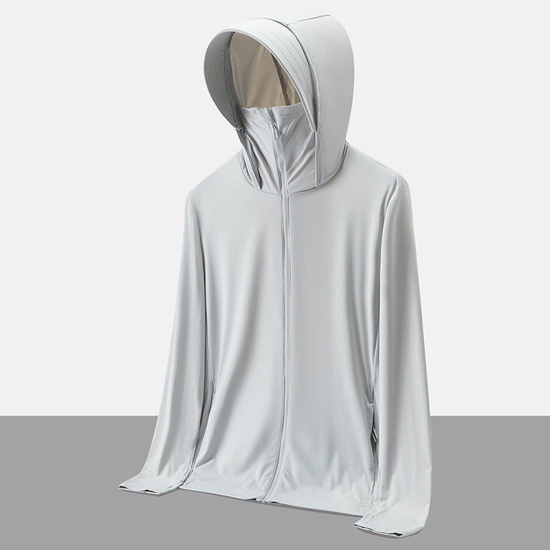 UPF50+ Ice Silk Cooling UV Protection Hooded Jacket Couple Matching Outdoor Sport Coat