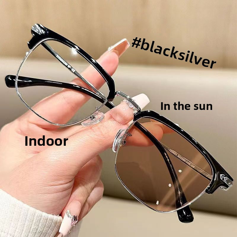Photochromic Anti-Blue Light Half-Frame Sunglasses