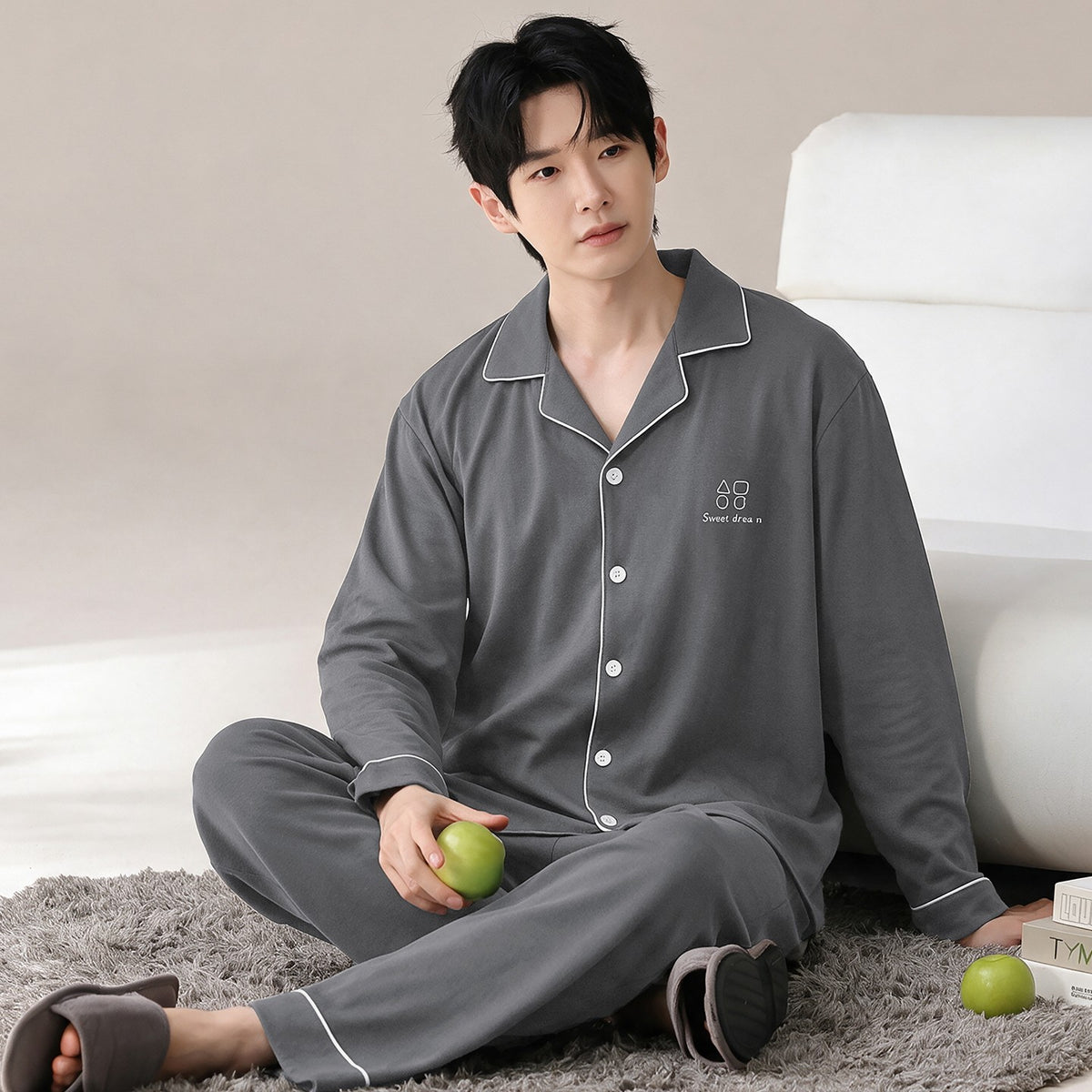 Men's 100% Pure Cotton Long-Sleeve Pajama