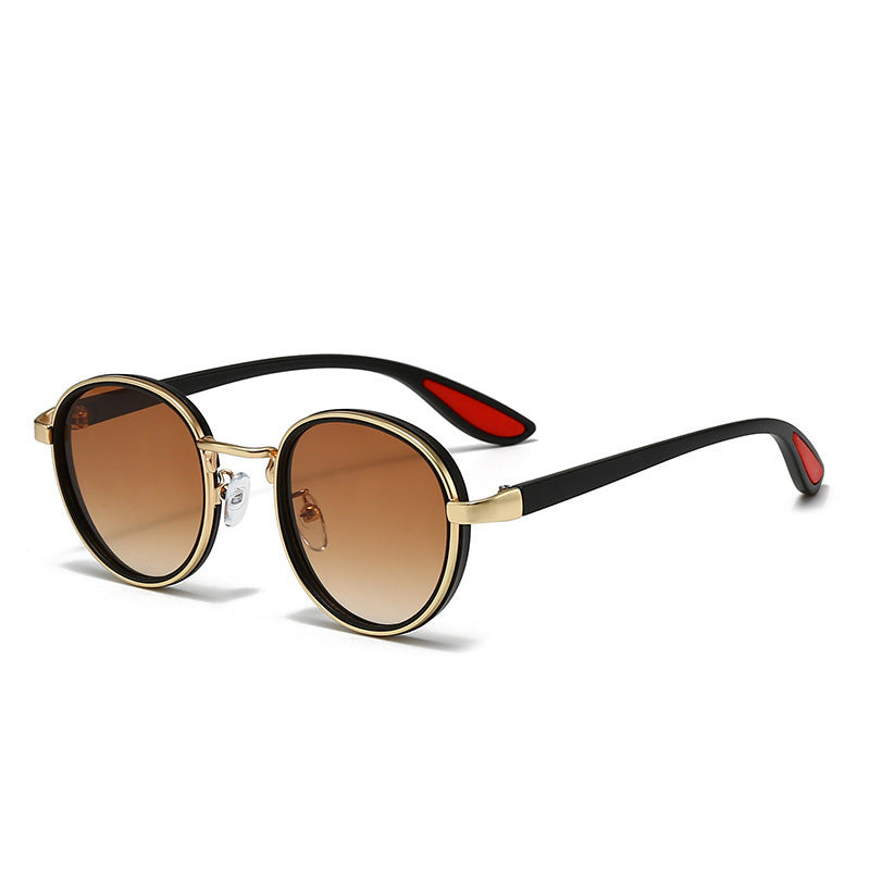 Retro Casual Gold-Rimmed Round Sunglasses