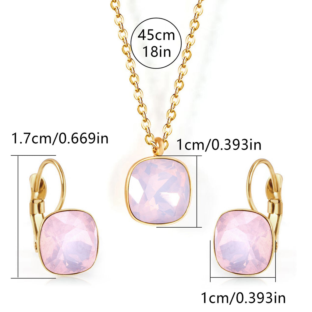 Square Zircon Jewelry with Gold Plated Finish