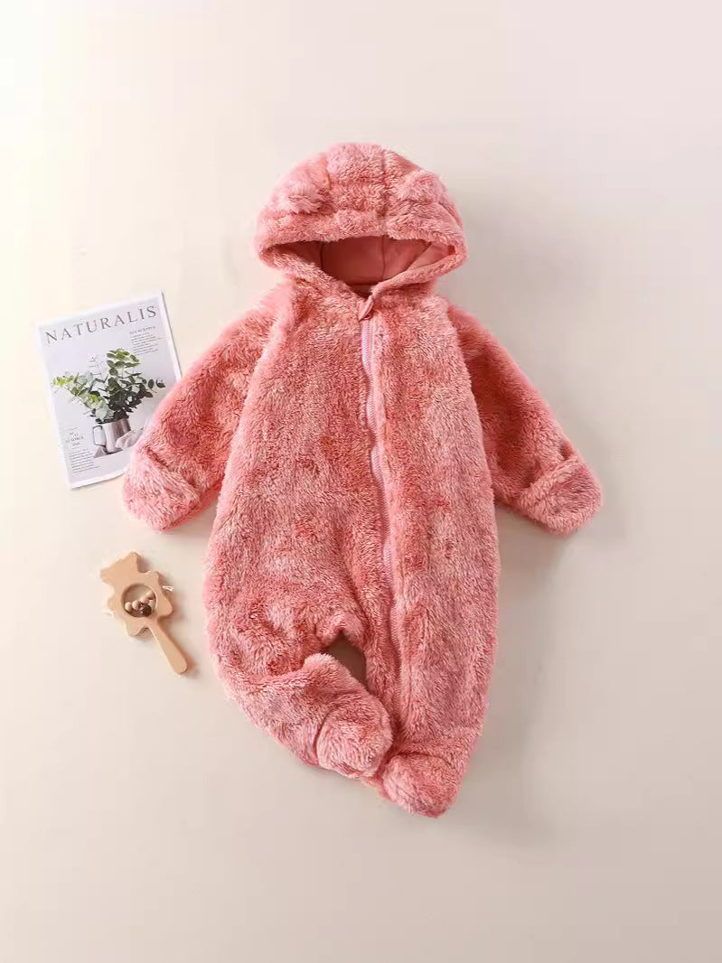 Infant Plush Jumpsuit with Hand and Foot Coverage