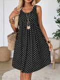 Polka Dot A-Line Sleeveless Dress