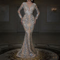 Long Sleeve Sexy Fishtail Evening Dress Bronzing Slim Fit Floor-Length Dress