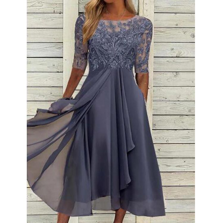 Elegant Chiffon Lace Spliced Dress