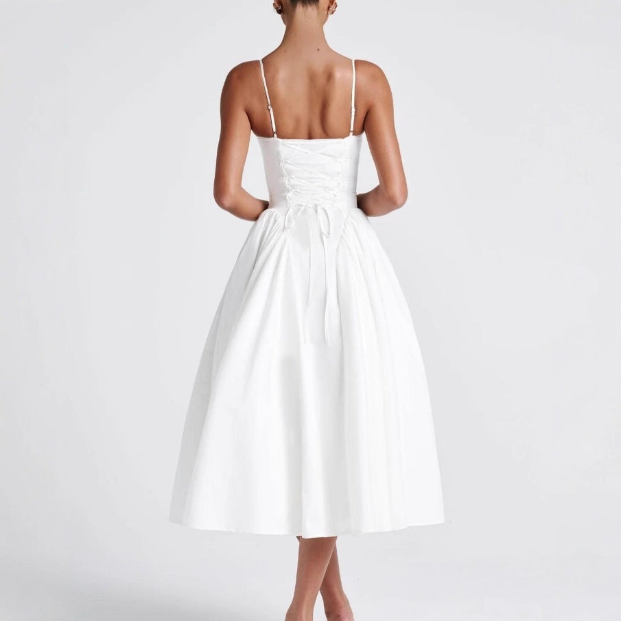 Strappy Wrinkled Suspender Dress