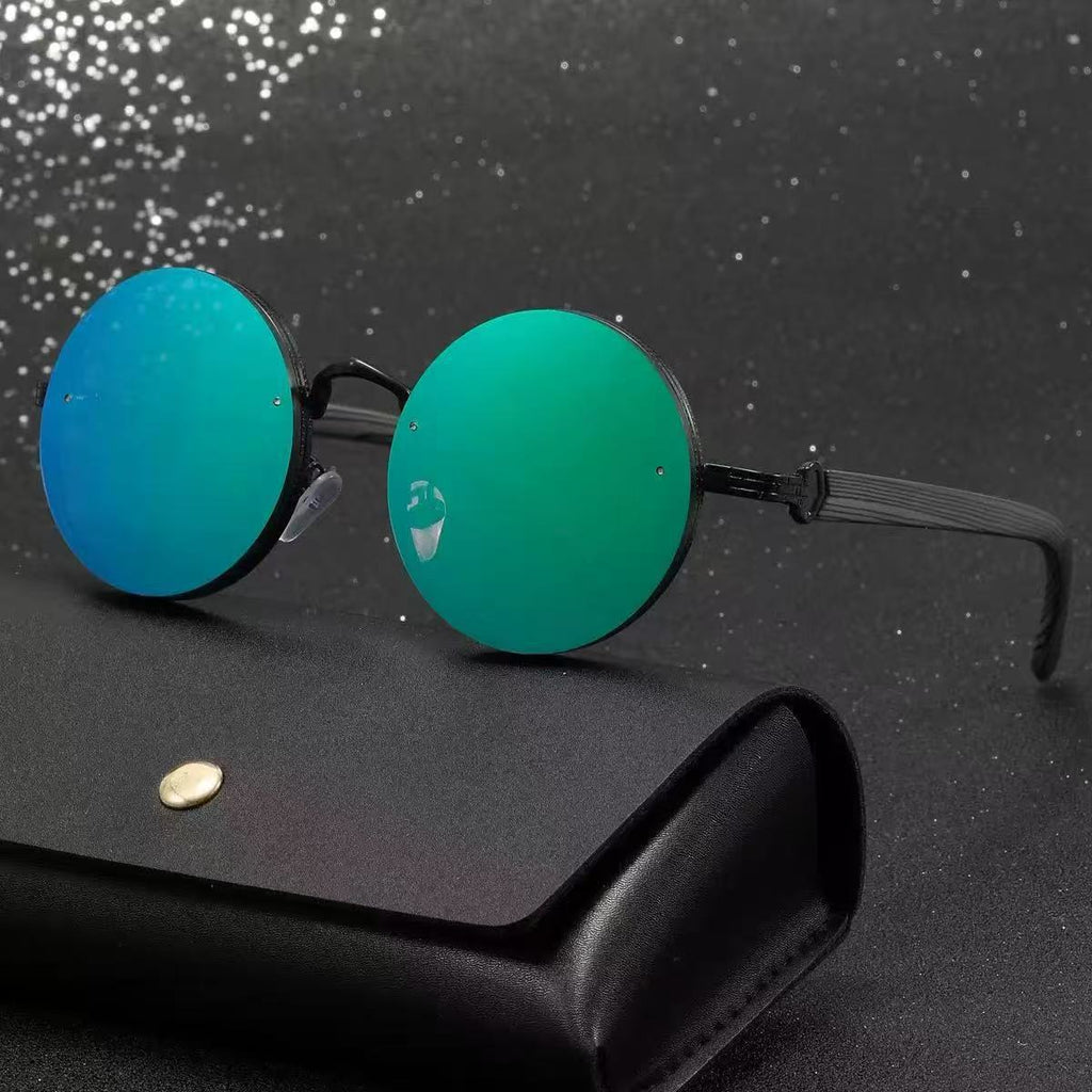 Retro Round Punk-Style Metal Sunglasses