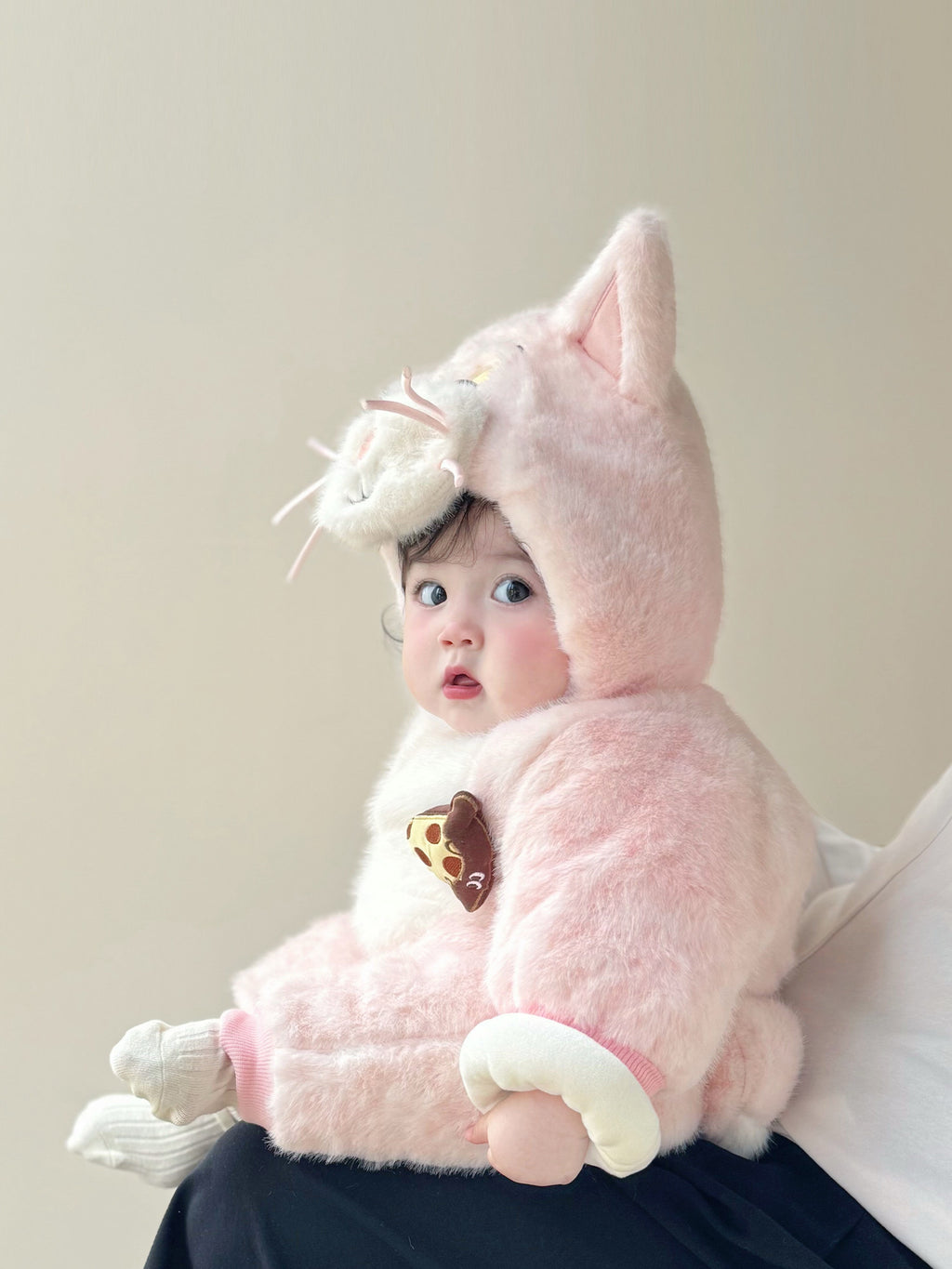 Fleece-Lined Baby Romper with Animal Design