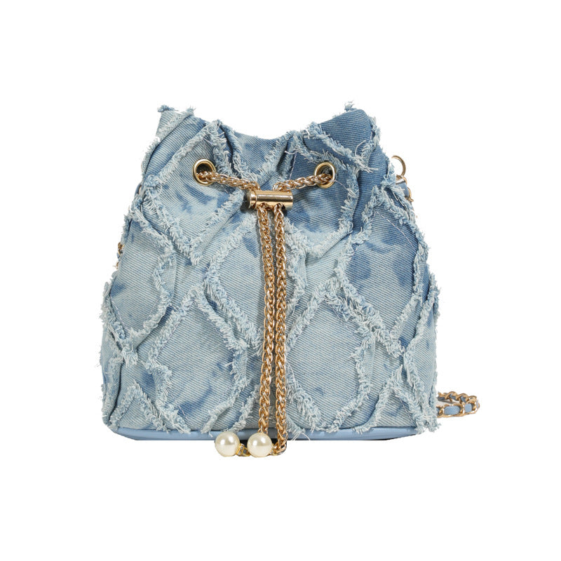 Women's denim bucket bag