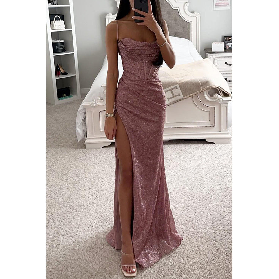 Sling Neck A-Line Long Dress
