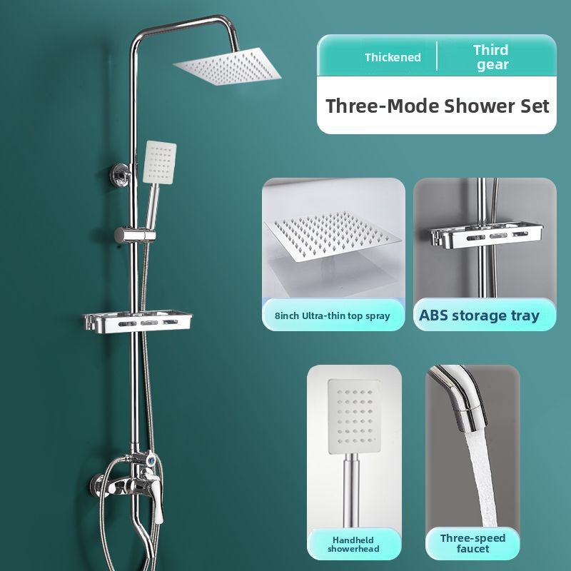 Four-Speed Chrome Shower Head Set with Multiple Spray Modes