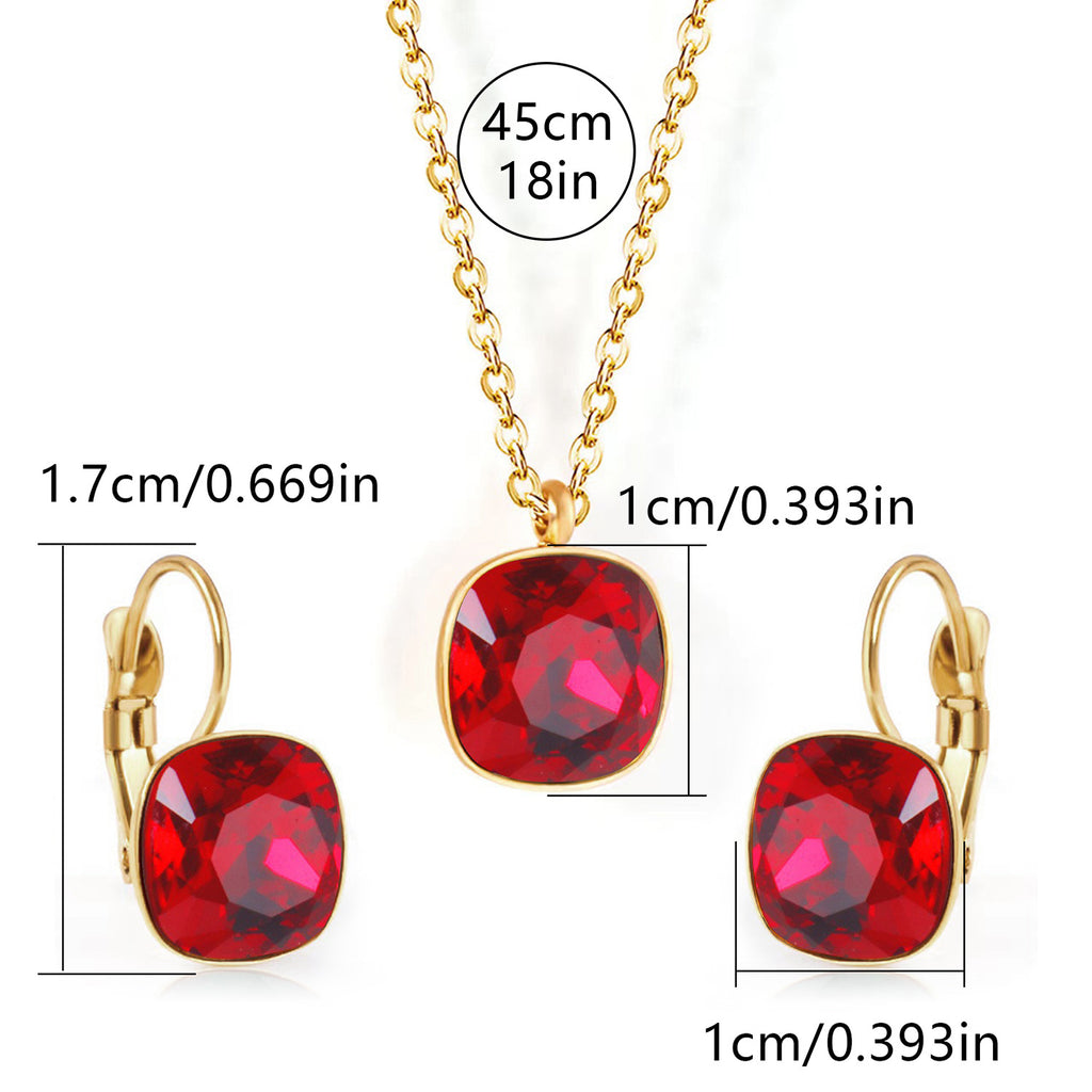 Square Zircon Jewelry with Gold Plated Finish