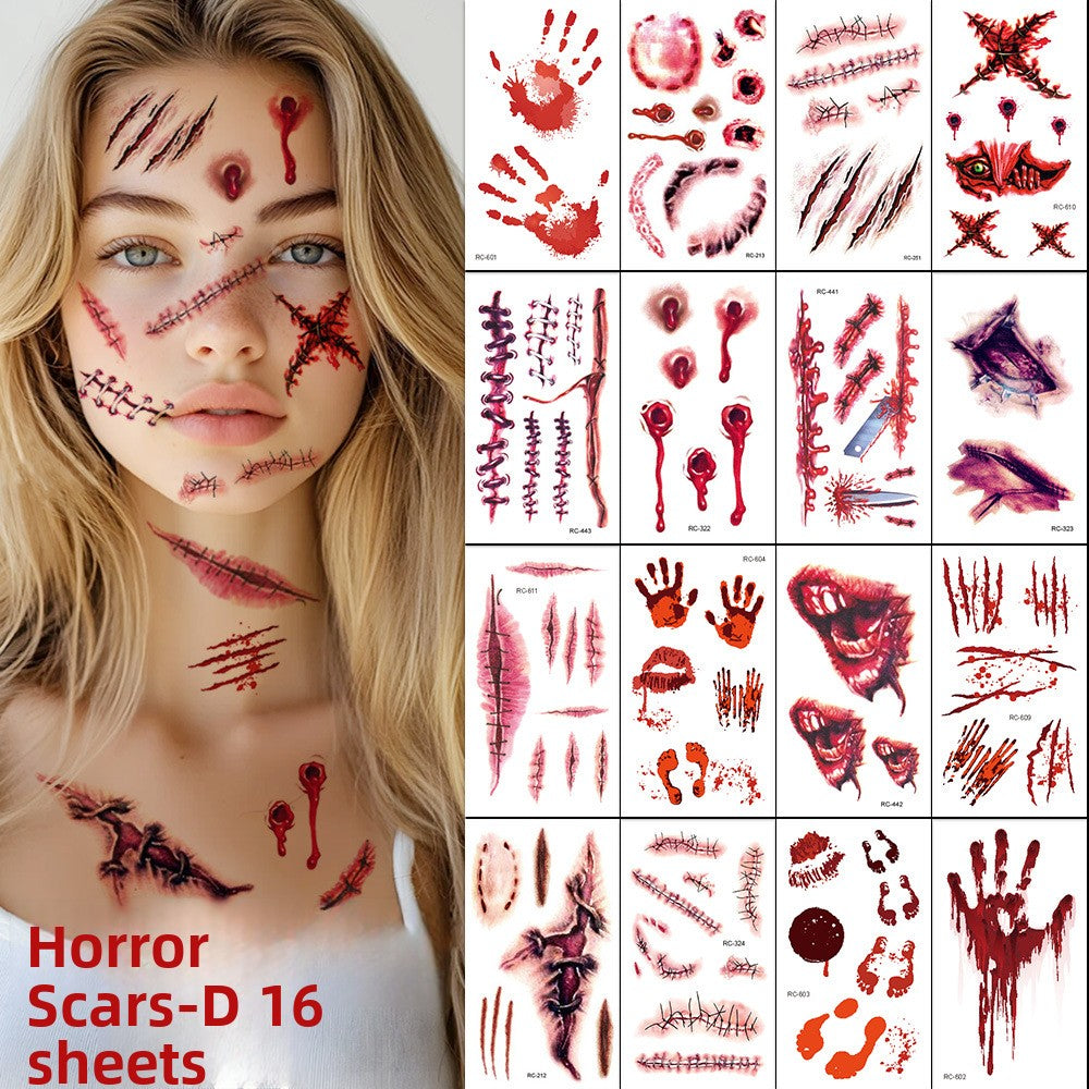 Halloween Scar Face Stickers Horror Makeup Set