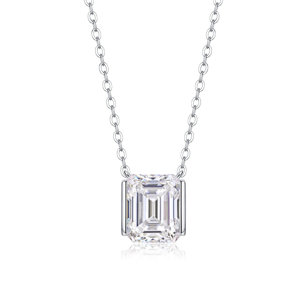 Sterling Silver Moissanite Geometric Pendant Necklace