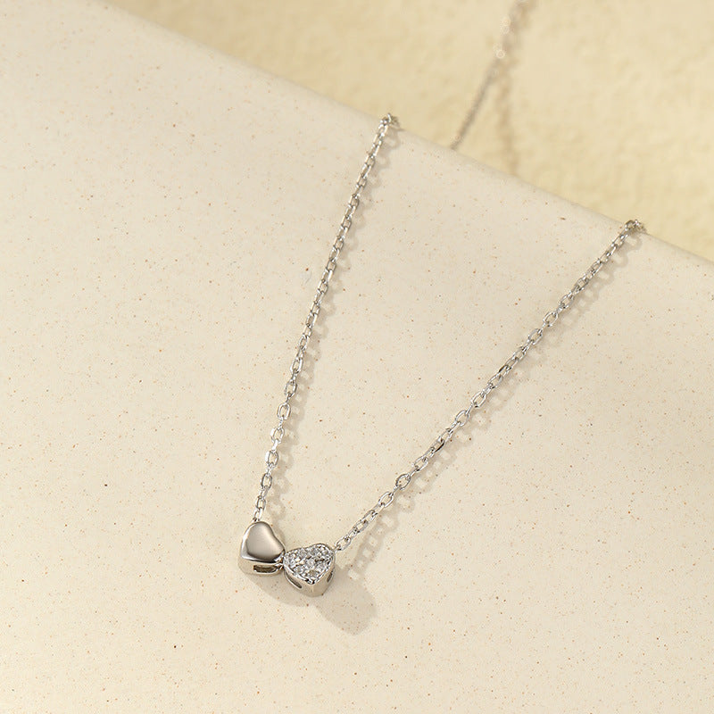 S925 Sterling Silver Double Heart Necklace