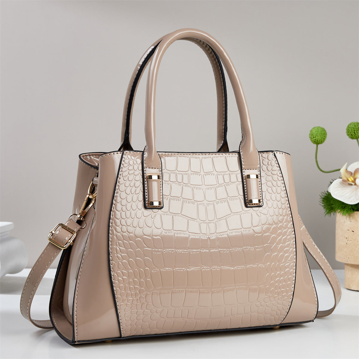 Fashion Crocodile Pattern PU Leather Shoulder Bag