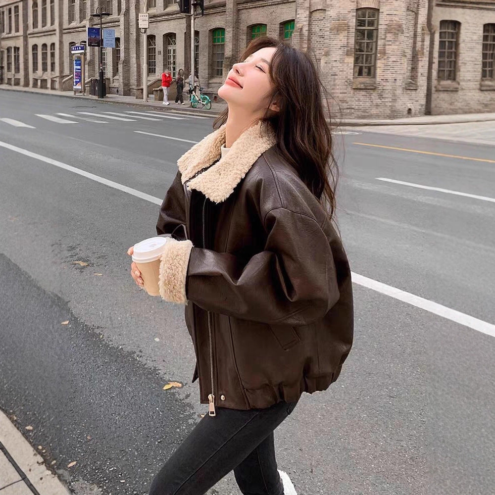 Womens Retro Leather Jacket