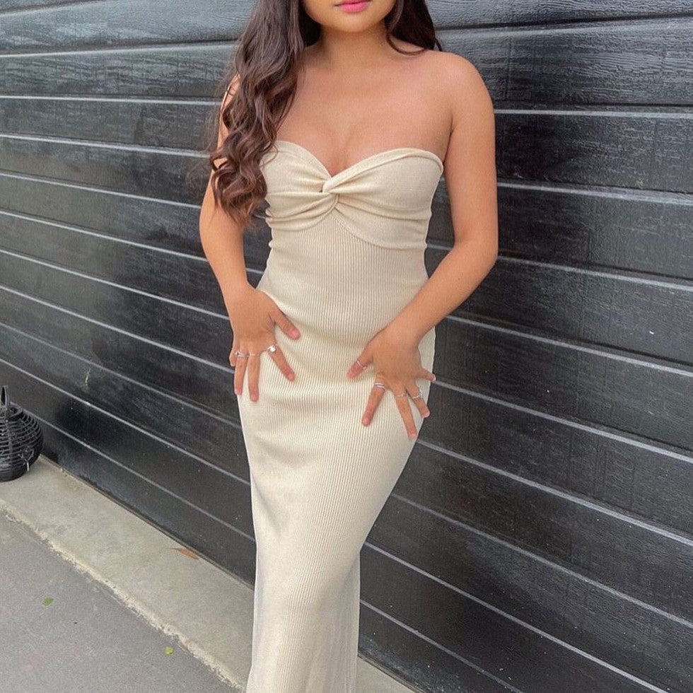 Twist Front Knit Bodycon Dress