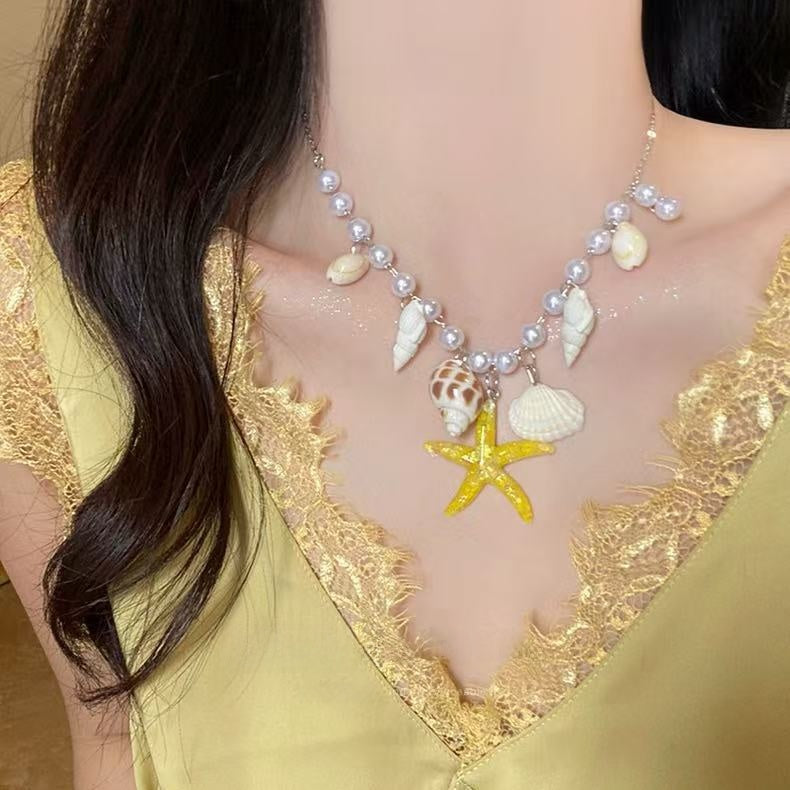 Seaside Shell Starfish Pendant Necklace