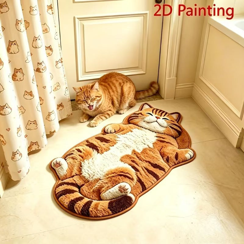 Diatomaceous Earth Floor Mat with Sleeping Cat Design