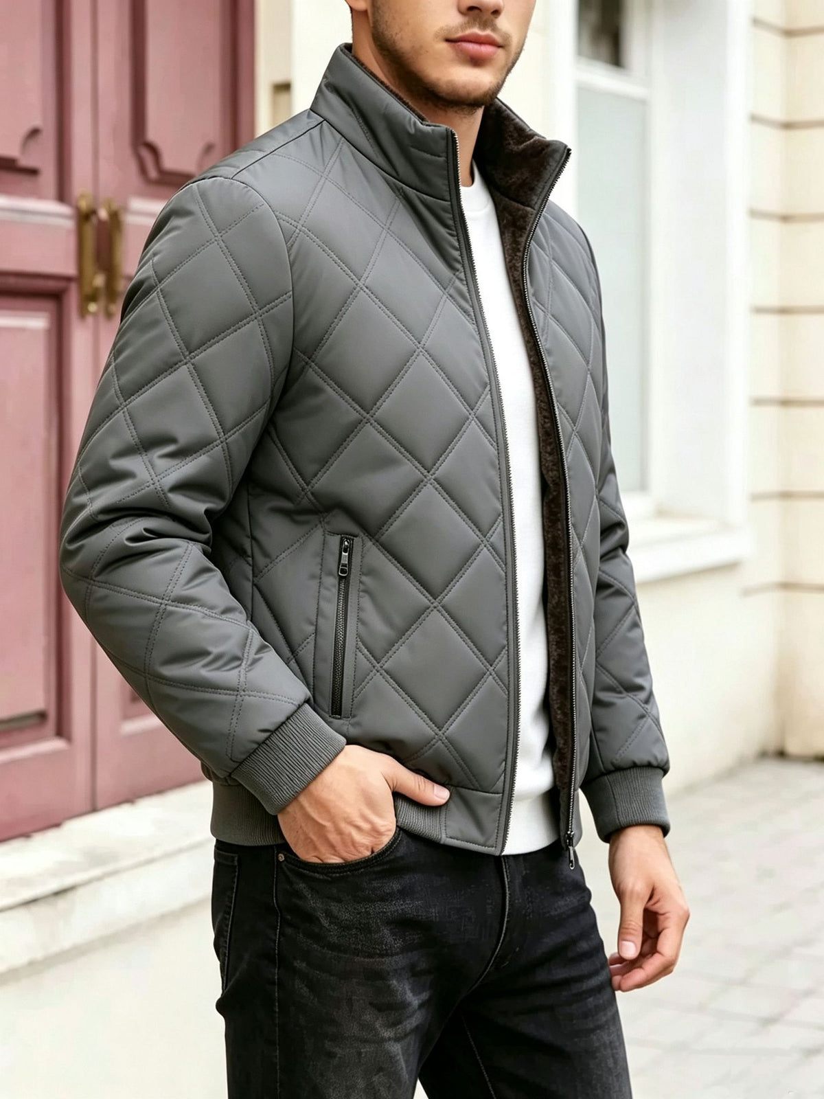 Men's Thickened Stand Collar Padded Jacket Winter Warm Loose Coat