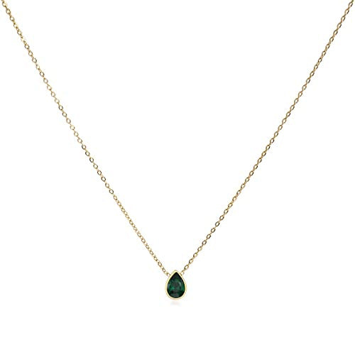 Water Drop Zircon Gold Plated Necklace with Adjustable Chain
