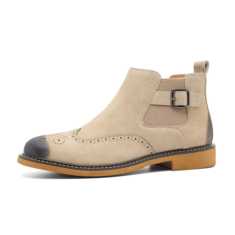 Mens Brogue Chelsea Leather Boots