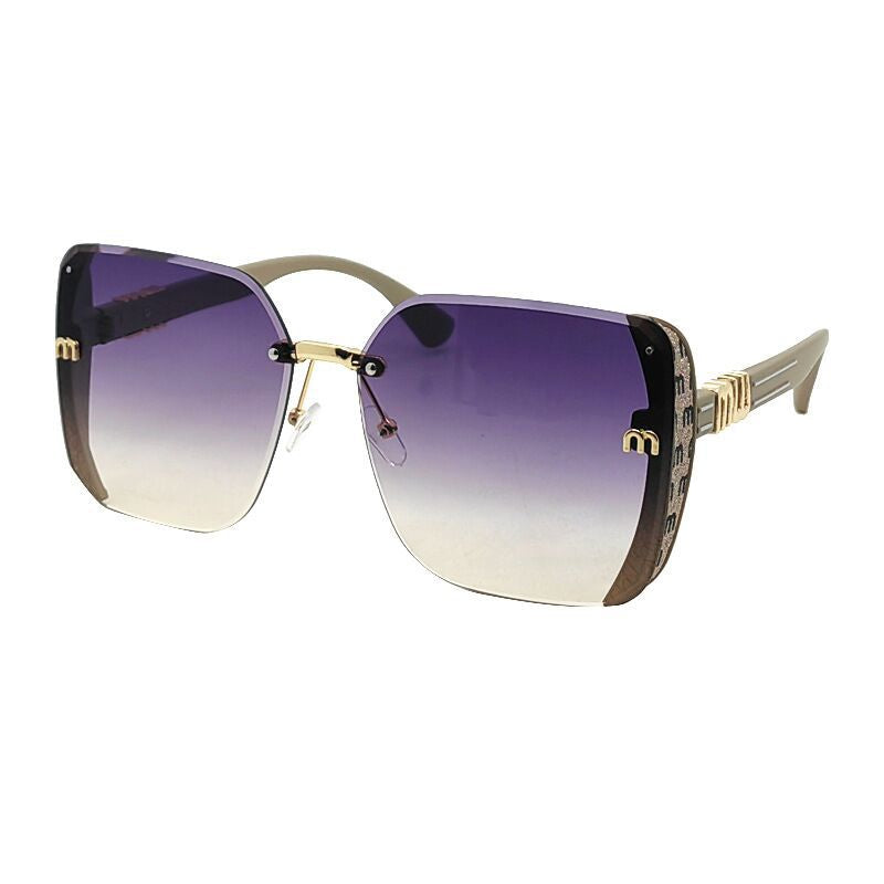 Large Frame Cut-Edge Sunglasses for Women, High-End Fashion Square Sunglasses