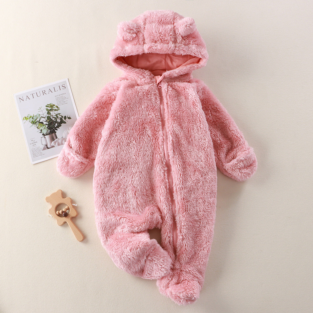 Infant Plush Jumpsuit with Hand and Foot Coverage