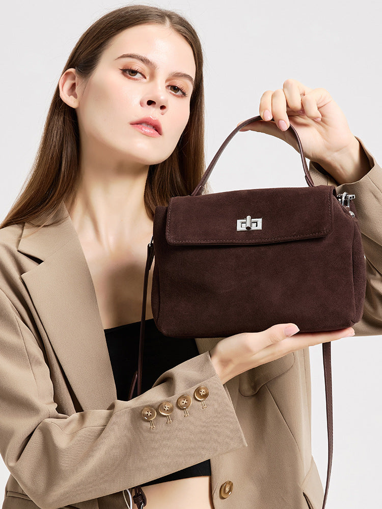 Genuine Leather Suede Crossbody Handbag