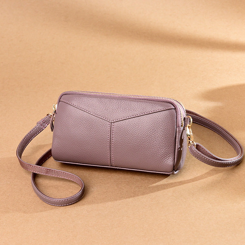 Leather women's versatile casual crossbody bag